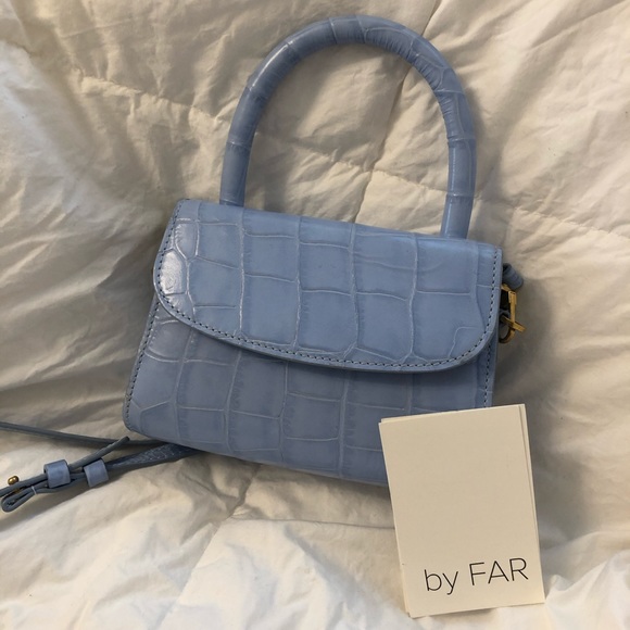 BY FAR MINI SKY BLUE CROCO EMBOSSED LEATHER - Picture 1 of 10